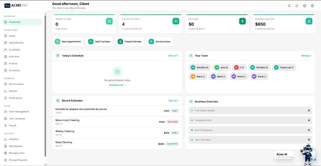 Vero Soft merchant command center dashboard